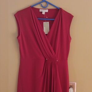 NWT Michael by Michael Kors Lipstick Red Wrap-Look Cocktail Dress ■ Size M